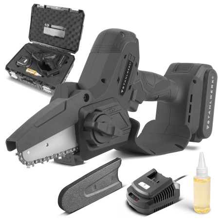 Миниатюрная аккумуляторная цепная пила STAHLWERK MAK-20 ST с аккумулятором 2000 мАч